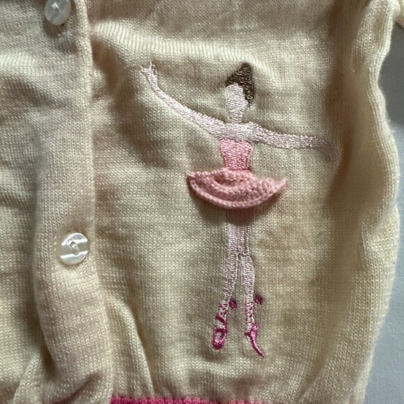 Lambs wool - Cream and Pink Kids Sweater with Ballerina Design - Picture 2 of 6